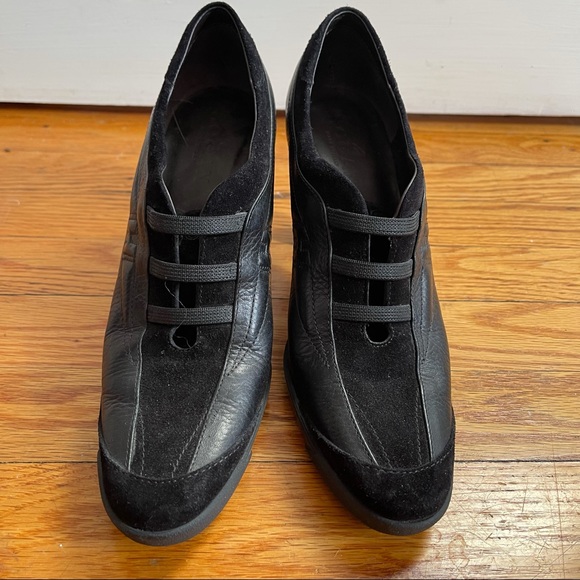 Hogan Black Suede Elastic Slip On Heeled Sneaker Booties Vintage - Picture 2 of 9